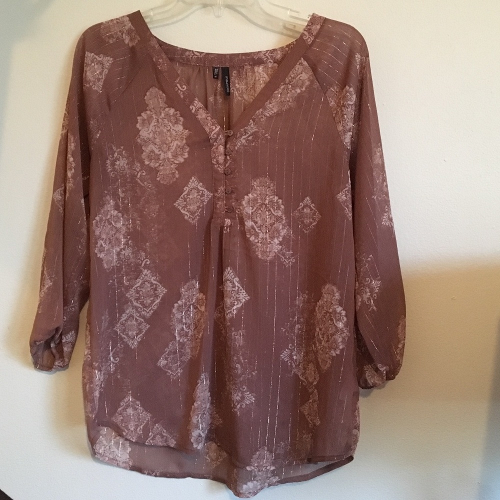 Maurice’s 3/4 sleeve sheer brown blouse